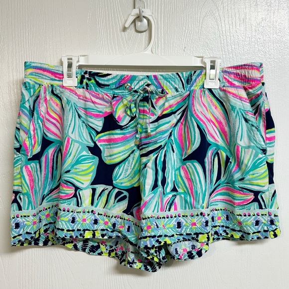 Lilly Pulitzer Shorts Katia High Tide Dancing Lady Flowy Lounge XL - Picture 2 of 8
